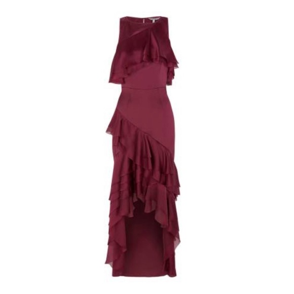 Merlot Ivey Ruffle Soft Evening Dress - Picture 5 of 5